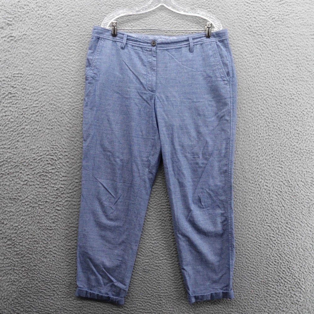 Talbots Womens‎ Blue Cotton Chambray Girlfriend Chino Pants Size 12 Relaxed Fit